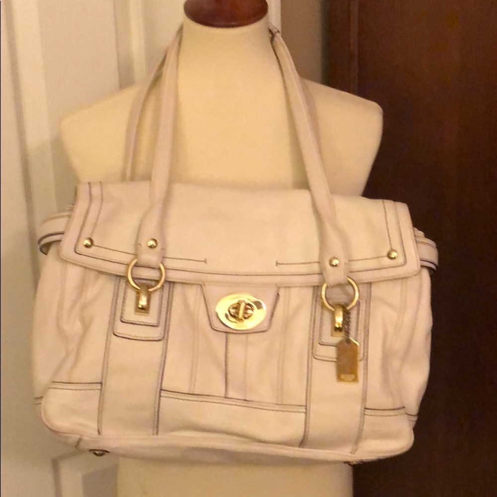 Vintage white leather Coach bag